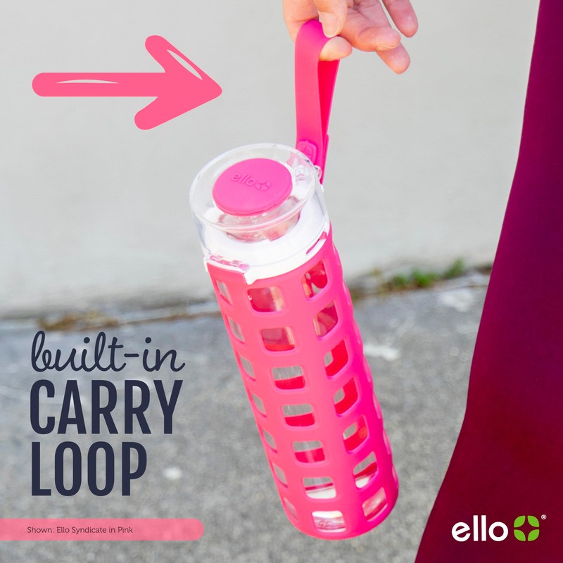 Ello Syndicate 20oz Reusable Glass Water Bottle with One-Touch Leak