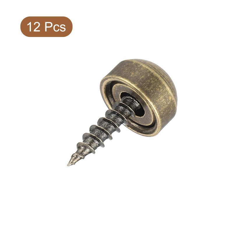 uxcell 12Pcs Brass Decorative Screws with Caps, 9mm Mirror Screws
