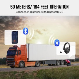 EKSA Bluetooth Trucker Headset, Wireless Headset with Environmental Noise Cancelling Microphone & USB Dongle, 99ft Long Range, Volume Control, Single Ear Trucker Headphone, Works with PC/Mac/Phone