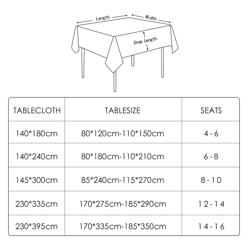 BALCONY & FALCON Table Cloth Wipe Clean Rectangular Water Resistant
