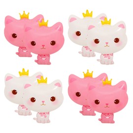 UgyDuky 8Pcs Lovely Cat Balloons Kitty Balloons Crown Cat Foil Balloons Cartoon Animal Balloons Cat Theme Birthday Party Supplies for Kids Birthday Baby Shower Party Decoration (Pink/White) (Cat)