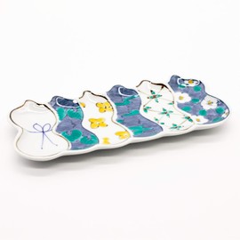 24to3 Nishitomi 478465 Imari Pottery Tokushichi Kiln Rokugyo, Long Plate, Approx. 8.3 x 3.5 inches (21 x 9 cm), Blue Gourd, Made in Japan