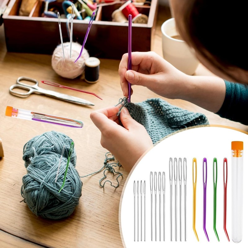 16 Pcs Large Eye Blunt Needles, Darning Needles for Wool,