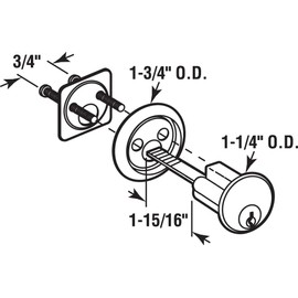 Defender Security U 9965 Rim Cylinder Lock Kwikset/Weiser with Brass Face and Diecast Housing