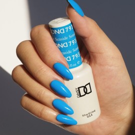 DAISY DND DND Gel Polish Set, Blue Collection, UV/LED Gel Polish and Air Dry Nail Lacquer, Matching Chip-Free Polish Duo, 793 Seaside, 0.5 Fl Oz