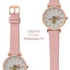 WOCCI 14mm Elegant Leather Watch Strap for Ladies with Rose