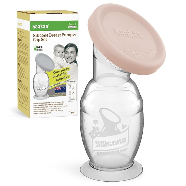haakaa Manual Breast Pump & Silicone Cap Combo for Nursing