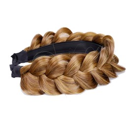 vowyore Synthetic Hair Braided Headband Braided hair hoop Classic Chunky Wide Plaited Wedding Fluffy Braids Wig Women Girl Beauty Accessory