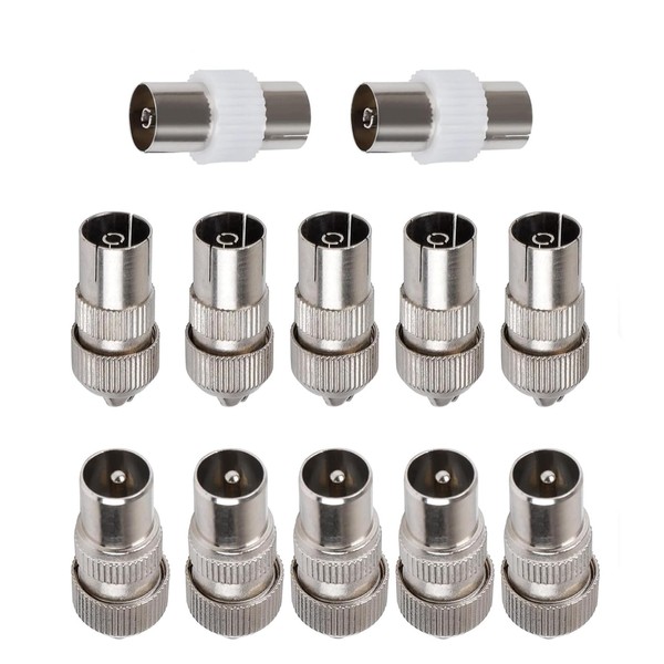 Cjkoonsa 12 PCS TV Aerial Connectors, 5 Male and 5