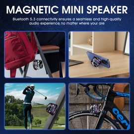 Xpoovv Magnetic Bluetooth Speakers,Small Bluetooth Speaker with Multi-RGB Color Light and Phone Holder for Metal Surface, Perfect Mini Speaker for Shower,Room,Bike,Car,Outdoor Gifts for Teens