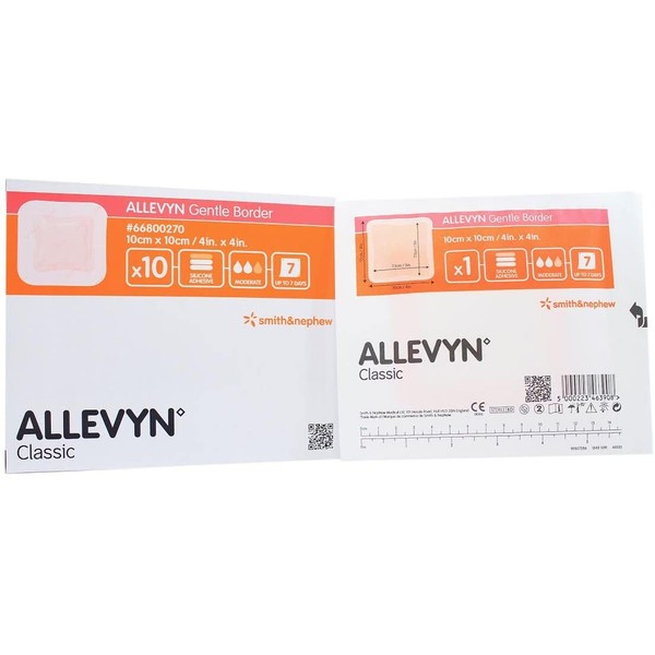 Smith and Nephew 66800270 Allevyn Gentle Border Dressing 4" x 4" - Box of 10