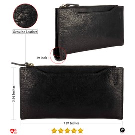 Mou Meraki Mens Genuine Leather RFID Blocking Long Wallet – Vintage Bifold for Men