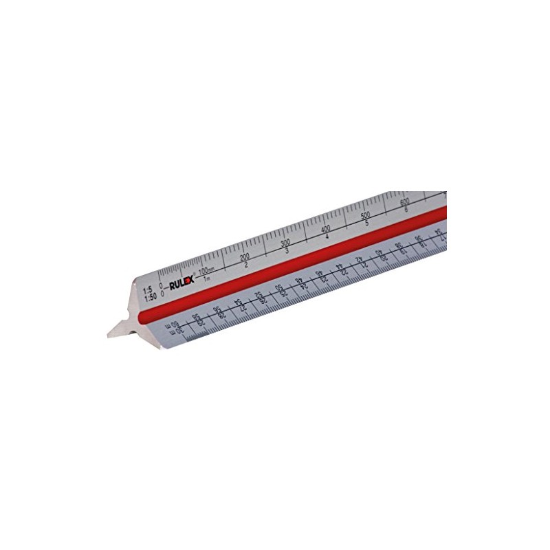 Rulex 30cm Metal (c) Triangular Scale Ruler 1:1 1:10 1:2