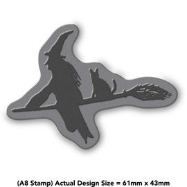 Azeeda A8 'Witch On A Broomstick' Unmounted Rubber Stamp (RS00017127)