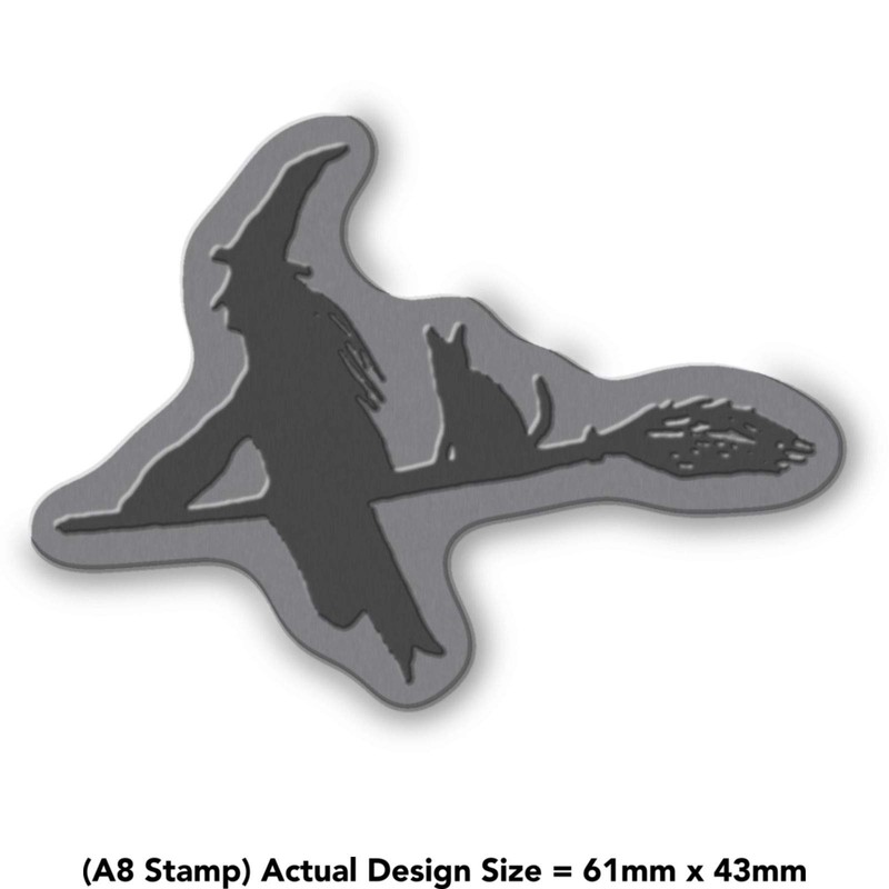 Azeeda A8 'Witch On A Broomstick' Unmounted Rubber Stamp (RS00017127)