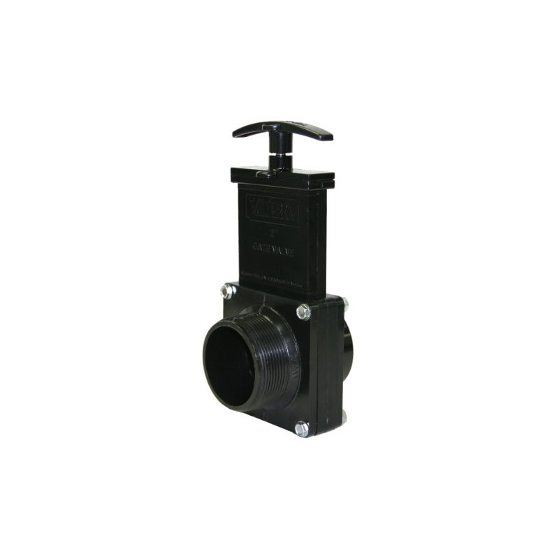 Valterra 7206 ABS Gate Valve, Black, 2" MPT x Spig