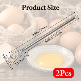 Pack of 2 Small Whisks, Mini Whisk for Cups, Stainless Steel Small Whisk, Robust Whisk, Small Stainless Steel, for Frothing, Whipping Cream and Stirring