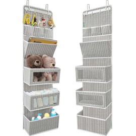 VICTORICH All-in-ONE Over The Door Organizer, Super Behind The Door Storage Organizer with Door Rack and Large Clear Windows, Wall File Organizer, Hanging Organizer (New Branch Gray)