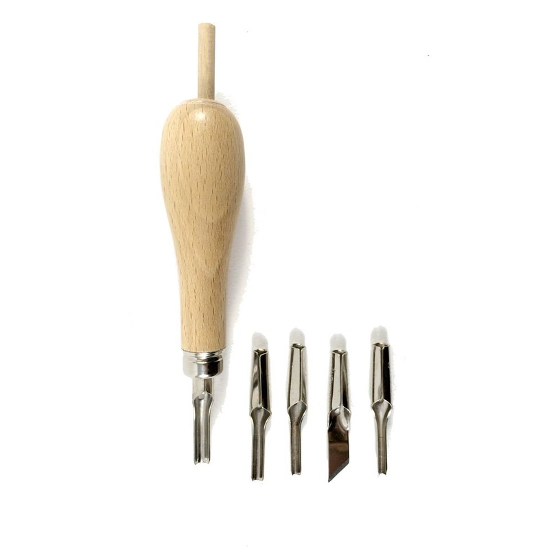 Abig Wooden Handle Lino Cutter & 5 Blades