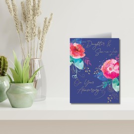 Words 'n' Wishes Anniversary Card for Daughter & Son in Law, Floral Celebrations, Multi-Coloured, 21.6 x 16.5