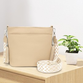 Paigtes Shoulder Bag Women's Medium Handbag Women's Small Crossbody Bag Leather PU Bag, New Light Khaki