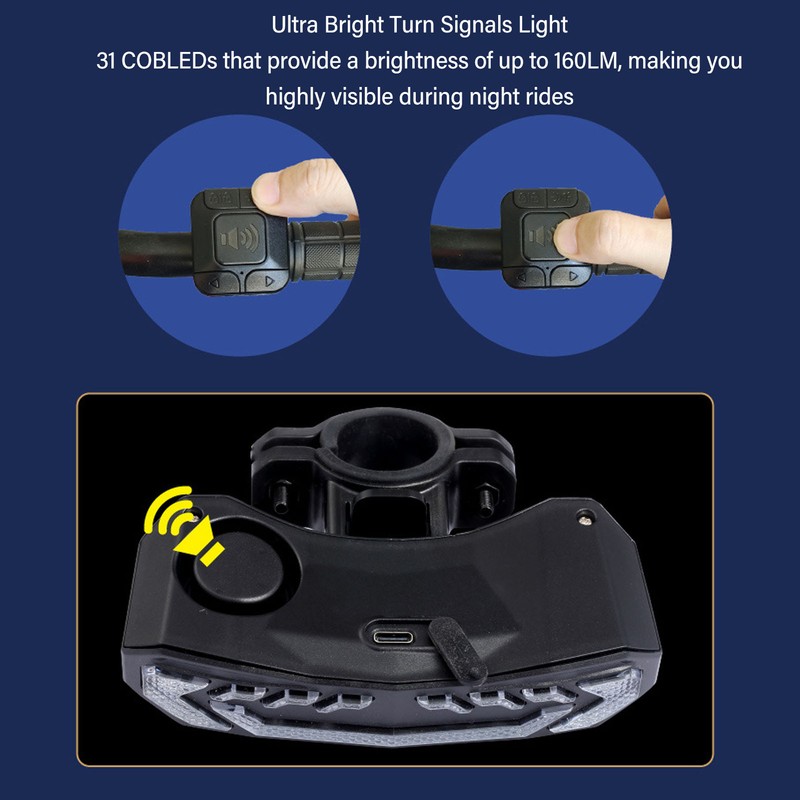 Smart Bike Tail Light with Turn Signals 110dB IP65 Waterproof