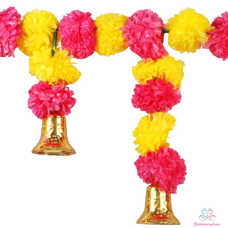Estationeryhouse marigold toran marigold Garland with bells door valence hanging