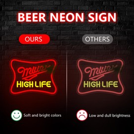Jeanchrl Beer Neon Sign Beer Neon Lights for Wall Decor Dimmable Neon Beer Signs for Bar Wall Light Up Signs for Bar Pub Club Man Cave Neon Light Art Wall Lights