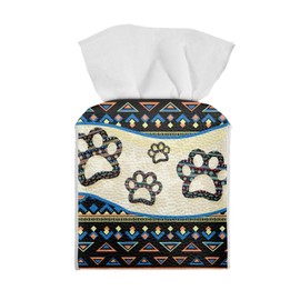 Sellikakes Aztec - Soporte para caja de pañuelos para patas de perro, organizador de papel facial para baño, mostrador de cambiador, oficina, coche