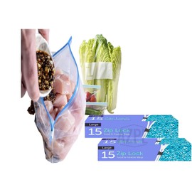 30 Slider Zipper bags, Large Food Storage Freezer Bags (4.5L) Reusable Zip Lock Bags Large For Food Storage, Sandwich Bags, Food Grade bags, Multi Use for Travel, Home, Office use.