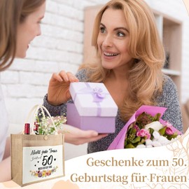 Ysound 30/40/50/60/70th Birthday Gift Jute Bag - Shopping Bag Ladies Jute Shopper Bag Gift for Women Mum Girlfriend Colleague Birthday, 50