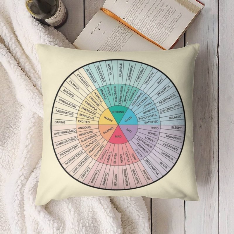 Therapy Circle of Emotions Feelings Wheel Chart Home Bedroom Cushion