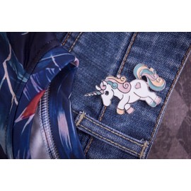Unicorn Pony Brooch Miniblings Metal Colourful Fairy Animal Heart Pin Button Foal – Handmade Fashion Jewellery I Lapel Pin Button Pins, 57mm, Metal, Without Stone
