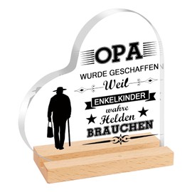 Grandpa Gift, Grandpa Gift Birthday, Unique Heart-Shaped Acrylic Home Decoration, With Wooden Base, Best Grandpa Gift, Great Gift for Grandpa for Birthday, Father's Day, Easter or Christmas