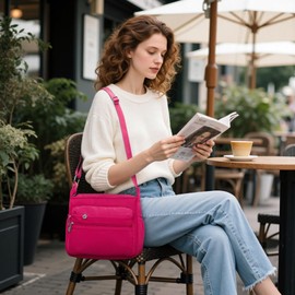 DEEVORCA Women's Casual Shoulder Bags Fashion Shoulder Bag Nylon Lightweight Waterproof Messenger Bag Travel Work Shopping Daily Simple Shoulder Bags Multiple Pockets, red, M