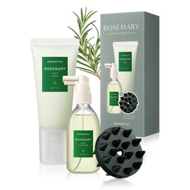 AROMATICA Rosemary Scalp Care Gift Set - Hydrating Scalp Treatment with Rosemary Scalp Scrub, Spray and Dual Scalp Brush - Free from Sulfate, Silicone, and Paraben