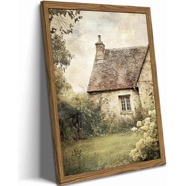 Vintage Farmhouse Wall Art, 3D Textured Nature Landscape Wall Decor Paintings, Hand Drawn Sandstone Farm House Picture Prints Artwork for Bedroom Living Room 16x24 inch Wood Framed