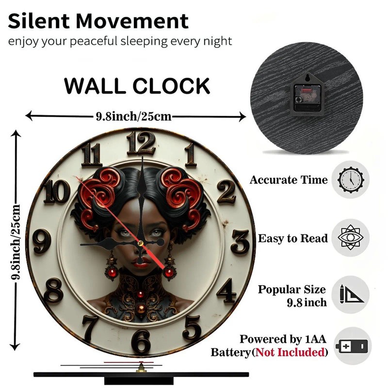 25x25cm Wood Wall Clock with a Felt Pad Back to