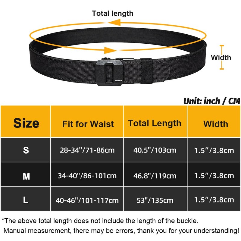 Tactical Gun Belt 1.5" EDC Stiff Heavy Duty Belts 38mm