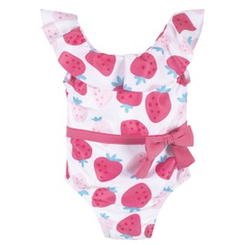 Gerber - Traje de baño de una Pieza para niña, Rosado (Pink Strawberry), 3-6 Meses