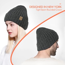 zowya Ultrawarm Winter Beanie for Men & Women Thermal Lining Double-Layer Skully Thick Knit Beanie, 1-Hat (Charcoal Heather)