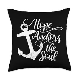 Smarty Pants Designs Hope Anchors The Soul Christian Bible Verse Throw Pillow, 18x18, Multicolor
