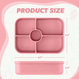 Jingmore 4 Pack Silicone Bento Boxes Lunch Box 5 Compartment with Sauce Section Reusable Meal Prep Containers Leakproof Snack Box Microwave Dishwasher Safe for Work Travel(Dark Color)