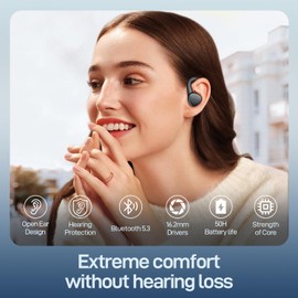 DACOM Open Ear Headphones, [MFi Certified] Wireless Bluetooth 5.3 Earbuds with Earhooks, Touch Control, Clear Talk,Dual 16.2mm Large Driver, IP65 Waterproof, Running, Cycling, Workout, Traveling