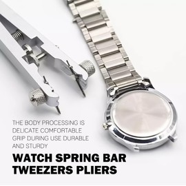 ziyue Watch Spring Plier Tool Kit Watch Band Pliers with 10 Tips Pin Bar Tweezers Tool for Disassembling and Replacing Watch Wristbands (Silver)