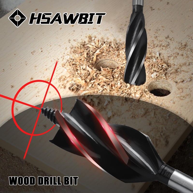hsawbit 2pcs x 38mm x 165mm Wood Drill Bit, Auger