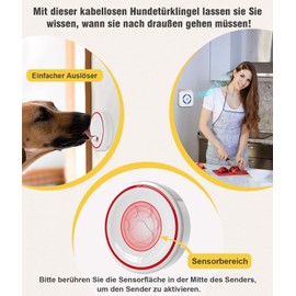 ChunHee Cat Doorbell / Dog Bell Buzzer Dog Pet Doorbell Sensor Touch Waterproof Doorbell Socket Receiver 55 Ringtones and 5 Levels Adjustable Volume