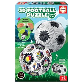 Educa - 3D Football Puzzle | 3D Puzzle Calcio Bambini | Puzzle 3D Pallone con 32 Pezzi e con cui Puoi Giocare | Puoi Creare Diverse Forme. Dai 6, 7, 8 Anni in su (19210)