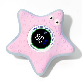 Goyowat Bath Thermometer with LED Display and Temperature Warning, Digital Room Fahrenheit Water Temperature Thermometer, Infant Bath Toys Floating Toy Safety Thermometer for Kids Newborn, Yellow