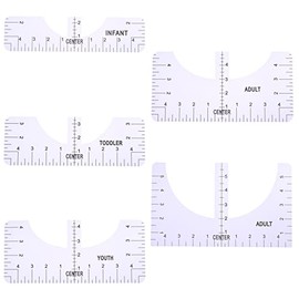 DBOO 5 Pcs T-Shirt Alignment Tools Tshirt Ruler Guide T-Shirt Centering Tool 5 Sizes T-Shirt Alignment Ruler Set with Clothing Size Chart